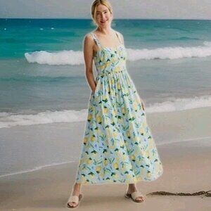 NWT Maison Tara Cotton Sleeveless Maxi Dress size 12 Sundress Lined Pockets